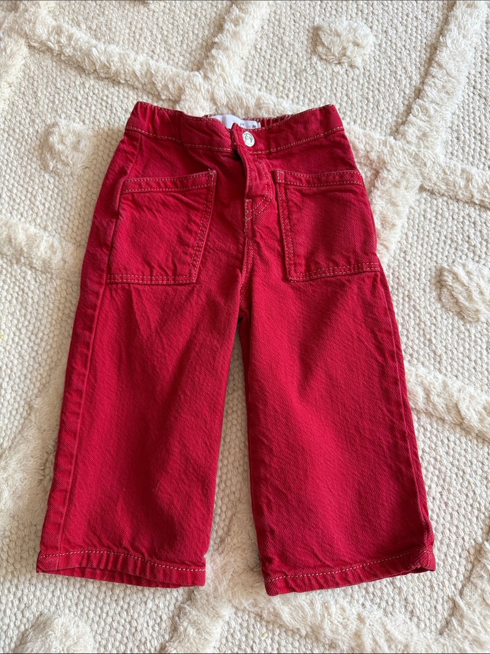 Zara Kids Red Wide-Leg Jeans